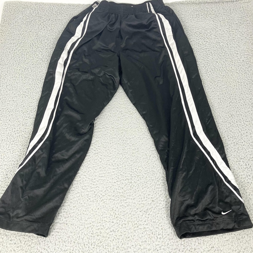Nike Tearaway Track Pants Mens XXL Black Side Snap Stripe Dazzle Y2k